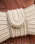 Load image into Gallery viewer, formal bridal handbag with crystal rhinestones and pearls