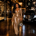 Load image into Gallery viewer, Luxury emerald champagne crystal handbag with round silhouette, sparkling rhinestone exterior and statement evening bag design.