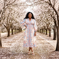 Load image into Gallery viewer, modest elegant midi dress with collar and soft fabric