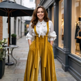 Load image into Gallery viewer, European style suspender jumpsuit wide leg golden outfit