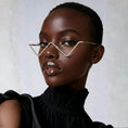 Load image into Gallery viewer, geometric metal frame glasses women gold angular fashion eyewear statement glasses