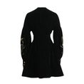Load image into Gallery viewer, Luvira Puff Sleeves Embroidered Velvet Tied Waist V-Neck Mini Dress