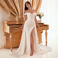 Load image into Gallery viewer, Lyrielle Draped Off the Shoulder Bridal Gown with Overskirt