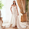 Load image into Gallery viewer, Lyrielle Draped Off the Shoulder Bridal Gown with Overskirt