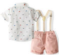 Load image into Gallery viewer, 1 Adorable Button-Down Shirt, 1 Pair of Playful Shorts, 1 Cute Bow Tie, and 1 Pair of Trendy Suspenders