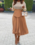 Load image into Gallery viewer, Nicolette A-Line Blazer Accented Pleated Midi Skirt