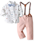 Load image into Gallery viewer, Noah 4 Piece Car Printed Button Down Shirt and Pants Set with Bow Tie and Suspenders