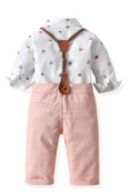 Load image into Gallery viewer, Noah 4 Piece Car Printed Button Down Shirt and Pants Set with Bow Tie and Suspenders