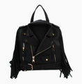 Load image into Gallery viewer, Noor Moto Jacket-Style Backpack with Fringe Black