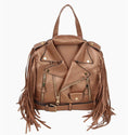 Load image into Gallery viewer, Noor Moto Jacket-Style Backpack with Fringe Bronze