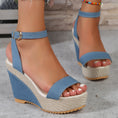 Load image into Gallery viewer, High Heel Denim Ankle-strap Sandals Women