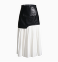 Load image into Gallery viewer, Parris Contrast Faux Leather Pleated Midi Skirt