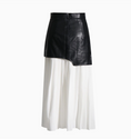 Load image into Gallery viewer, Parris Contrast Faux Leather Pleated Midi Skirt