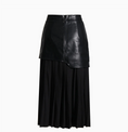 Load image into Gallery viewer, Parris Contrast Faux Leather Pleated Midi Skirt