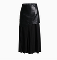 Load image into Gallery viewer, Parris Contrast Faux Leather Pleated Midi Skirt