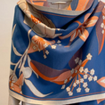 Load image into Gallery viewer, Pompotin Cozy Cashmere Feel Travel Blue/Orange Reversible Shawl