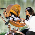 Load image into Gallery viewer, F22 Brown Baby Stroller: 360-Degree Rotating Seat and Reclining Baby Stroller