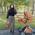 Load image into Gallery viewer, F22 Brown Baby Stroller: 360-Degree Rotating Seat and Reclining Baby Stroller