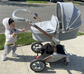 Load image into Gallery viewer, F023 Grey Baby Stroller: 360-Degree Rotating Seat and Reclining Baby Stroller