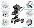 Load image into Gallery viewer, F023 Grey Stroller: 360-Degree Rotating Seat and Reclining Stroller