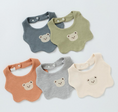 Load image into Gallery viewer, Renee Newborn Bear Bib – a must-have accessory for your little one's mealtime adventures! Made with double-layered pure cotton, this bib offers extra thickness and durability, ensuring a mess-free feeding experience. The adorable baby bear print