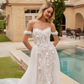 Load image into Gallery viewer, Resonara Fit & Flare Floral Lace Bridal Gown with Removable Skirt