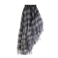 Load image into Gallery viewer, Rythmera Plaid Asymmetric Layered High Low Tulle Skirt