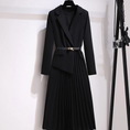Load image into Gallery viewer, Sahar Women Blazer Pleated Dress with Genius Leather Belt
