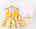 Load image into Gallery viewer, Sophia 2-Piece Daisy Dress and Hat Set. The floral design adds a touch of spring magic, making her the belle, 1 Gorgeous Dress + 1 Stylish Hat – the ultimate duo for a standout look