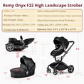 Load image into Gallery viewer, F22 Onyx Baby Stroller: 360-Degree Rotating Seat and Reclining Baby Stroller