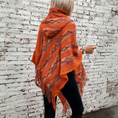 Load image into Gallery viewer, Taurynelle Striped Hooded Knitted Fringed Cape Shawl