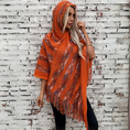 Load image into Gallery viewer, Taurynelle Striped Hooded Knitted Fringed Cape Shawl