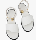 Load image into Gallery viewer, Kenya Open Toe Pearl and Gold Sandals Flats Ankle Metallic Ring Slides Comfort Walking Shoes