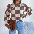 Load image into Gallery viewer, Yara Contrast Plaid Long-Sleeved Knitted Sweater