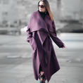 Load image into Gallery viewer, Yasmin Women's Autumn Purple Cashmere Blend Asymmetric Coat
