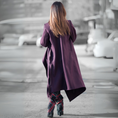 Load image into Gallery viewer, Yasmin Women's Autumn Purple Cashmere Blend Asymmetric Coat