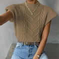 Load image into Gallery viewer, Yvette Mock Neck Short Sleeve Cable Sweater