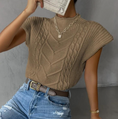Load image into Gallery viewer, Yvette Mock Neck Short Sleeve Cable Sweater