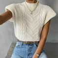 Load image into Gallery viewer, Yvette Mock Neck Short Sleeve Cable Sweater