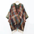 Load image into Gallery viewer, Velocita Bohemian Western Ethnic Plaid Tassel Kimono Thermal Cape