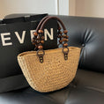 Load image into Gallery viewer, Ophelia Straw Woven Beach Vacation Handbag Large Capacity Casual Semicircle
