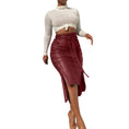 Load image into Gallery viewer, Tatihanna Faux Leather Pencil Bodycon Hi-Low Midi Skirt