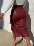Load image into Gallery viewer, Bodycon High-Low Buttoned Split-Side Tied Waist Skirts Bottoms
