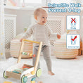 Load image into Gallery viewer, Wooden Baby Push Walker Toy with Blocks Learning Walker Toddler Leg development