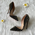 Load image into Gallery viewer, Thyraxa Gold Spikes Black Stilettos