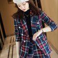 Load image into Gallery viewer, Zylka Women's Tartan Double-Breasted Blazer