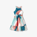 Load image into Gallery viewer, Mommy and Me High Neck Halter Ruffle Hem Belted Dress
