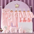 Load image into Gallery viewer, Jayce Unisex Newborn to 6 Months 13 Piece Baby Luxe Gift Set – because every bundle of joy deserves a grand entrance! Packed with snuggly onesies, a cozy blanket, adorable hats and booties, and even practical goodies like bibs and a plush toy, it's a celebration in a box! Perfect for baby showers or congratulating new parents, this set is a thoughtful and convenient choice.