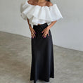 Load image into Gallery viewer, Lumière Rosé Sculpted Two-Piece Outfit– Elegant Off-Shoulder Ruffle Crop Top & Maxi Skirt Set for Women
