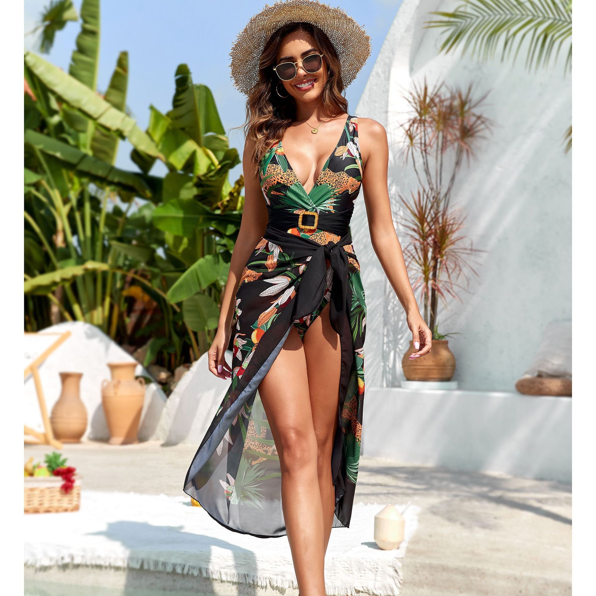 Kalani Tropical One-piece Swimsuit and or Sarong